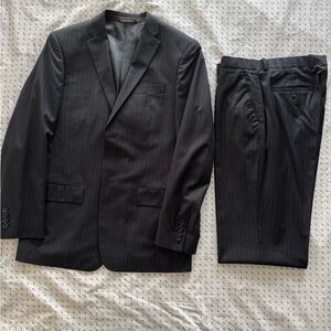 Perry Ellis -Men's Black Pinstripe Suit